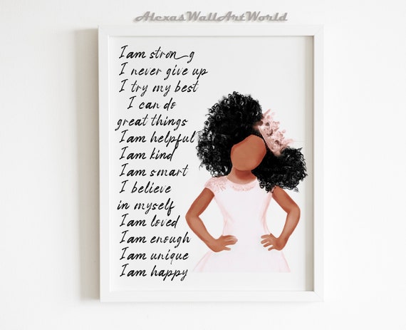 African American Girls Affirmations Print Personalized Name - Etsy
