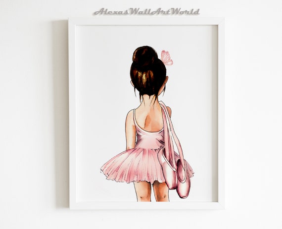 Ballerina Wall Art Pink Nursery, Butterfly, Ballet Dancer Poster, Toddler Ballet Room Decor (Digital)