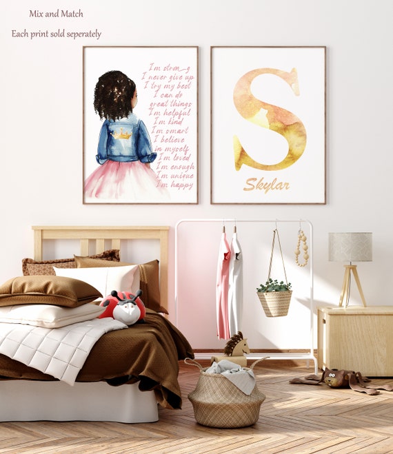 Black Girl Magic African American Princess Girl Wall Art