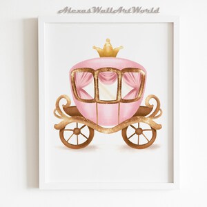 Kleine Prinses Koets Slaapkamer Poster, Prinses Koets Kunst aan de Muur, Prinses Kwekerij Decor, Prinses Thema Meisje Slaapkamer Wall Art, DIGITAAL