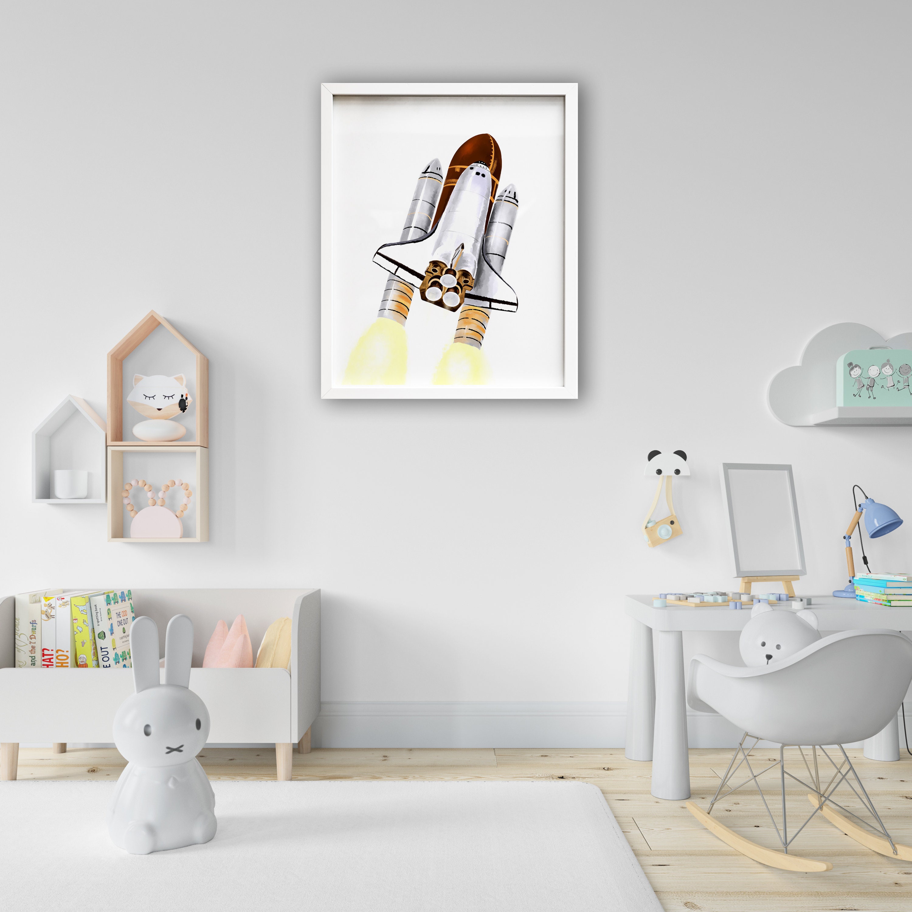Space Shuttle Wall Art, Space Themed Nursery Decor, Rocket Printable ...
