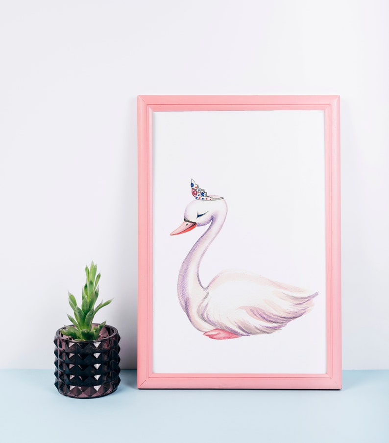 Swan Nursery Decor, Wall Art for Girls Bedroom, Swan Princess Nursery ...