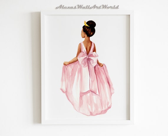black princess in pink dress Personalized Black Princess Print, Pink Dress, Nursery Decor (digital  Download)