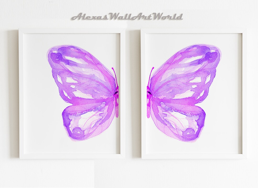 Watercolor Butterfly Wall Art Set Og 2 Prints, Nursery Decor Girl ...