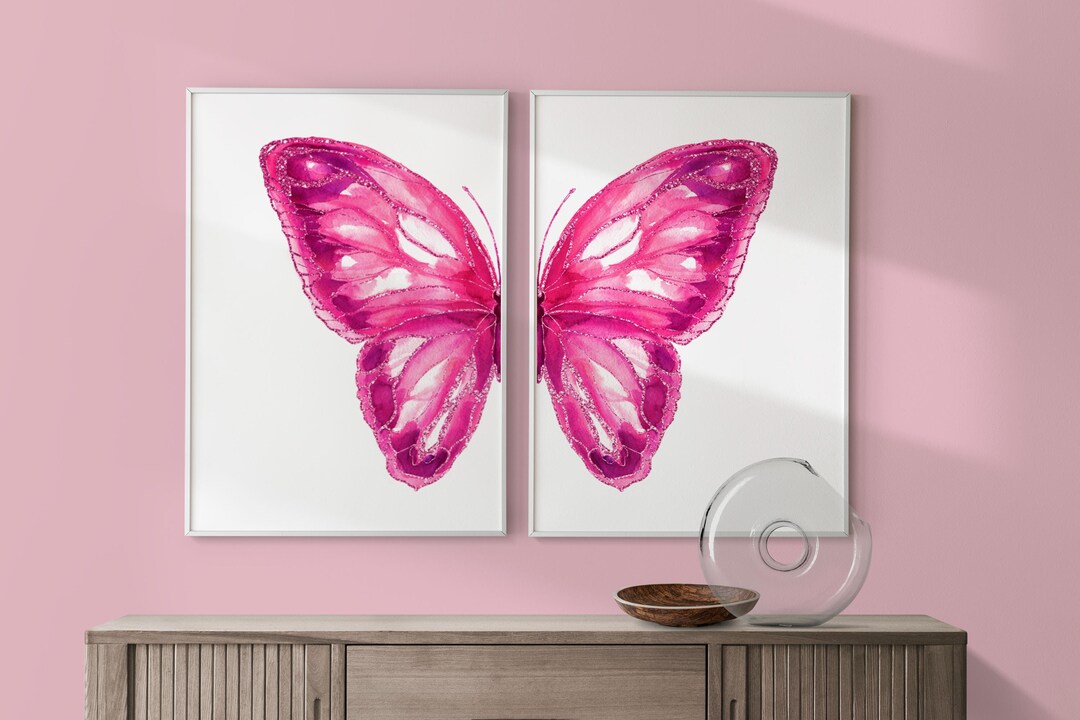 Watercolor Butterfly Wall Art Set of 2 Prints,college Girl Bedroom ...