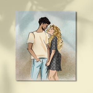 Ritratto personalizzato dipinto a mano di un simpatico cartone animato, caricatura di coppia, regalo personalizzato per la famiglia/anniversario/matrimonio, regalo del Ringraziamento