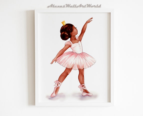 Black Ballerina Wall Art Watercolour Ballerina Print Ballet | Etsy