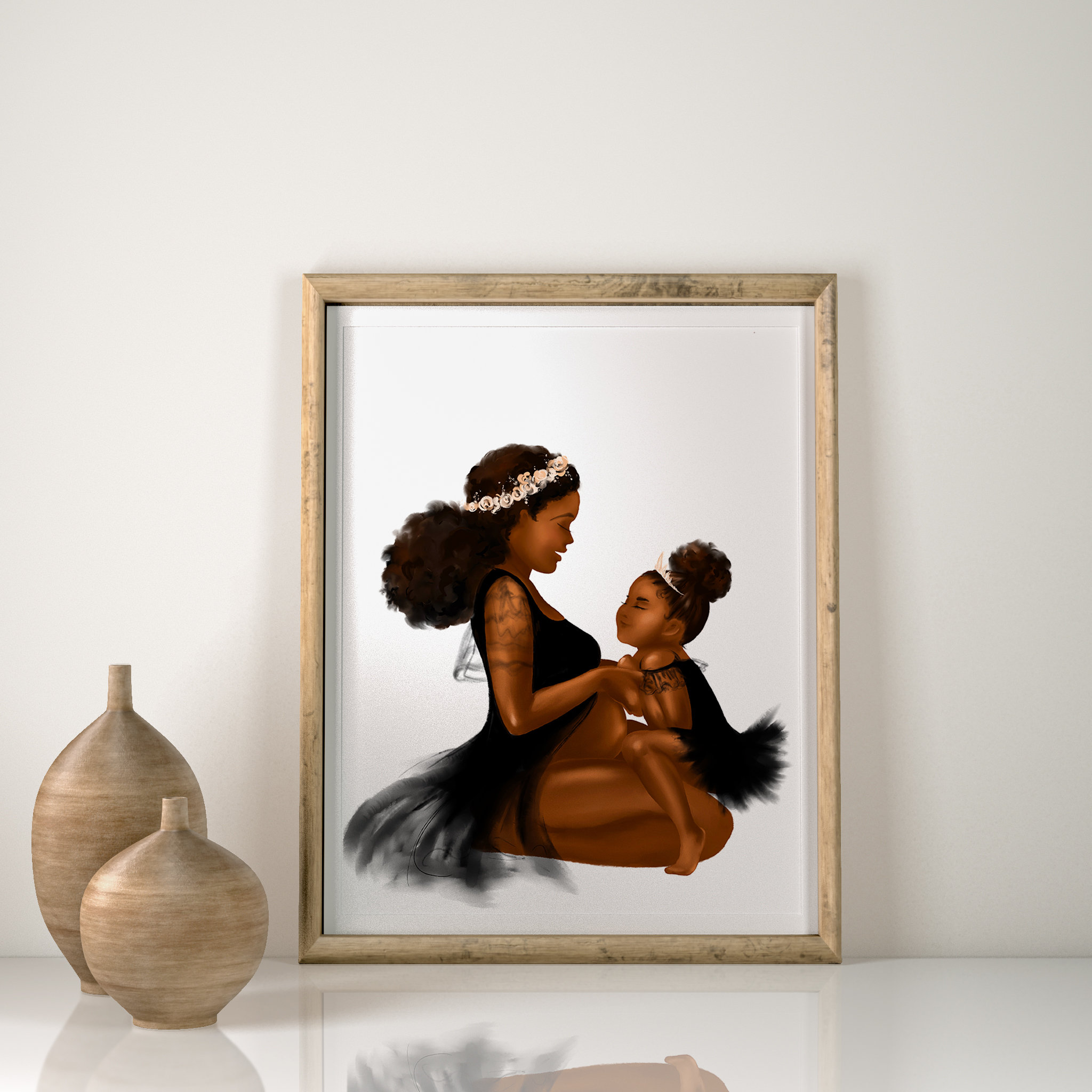 Motherhood Wall Art Print Black Woman With Baby Girl Print - Etsy
