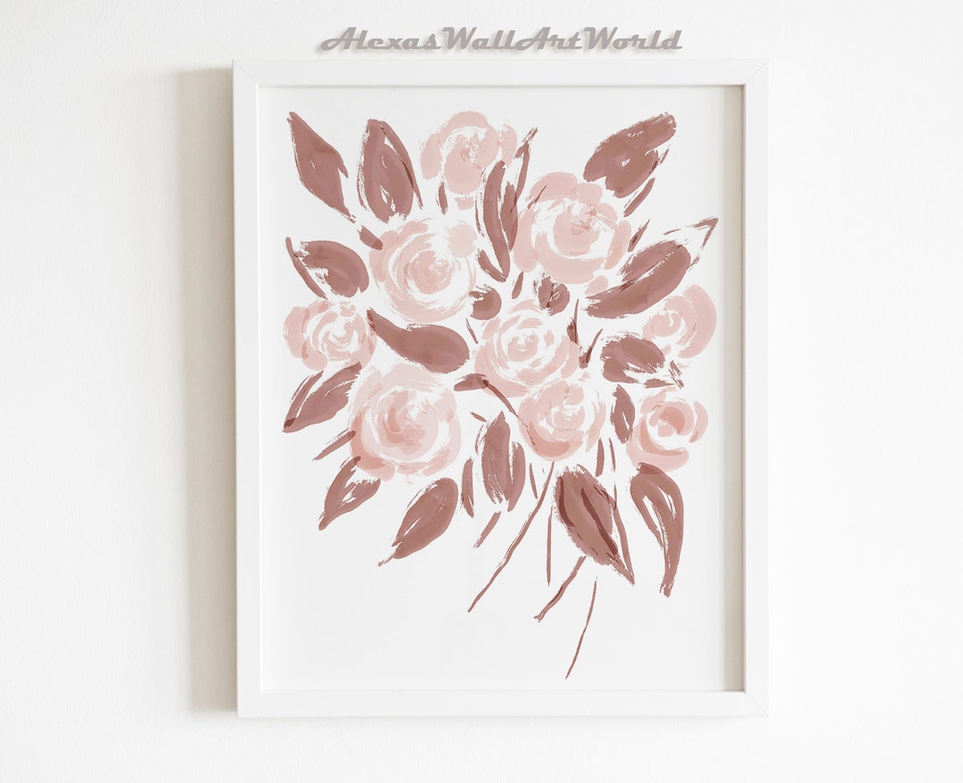 Boho Floral Nursery Printable Wall Art, Blush Pink Floral Print ...