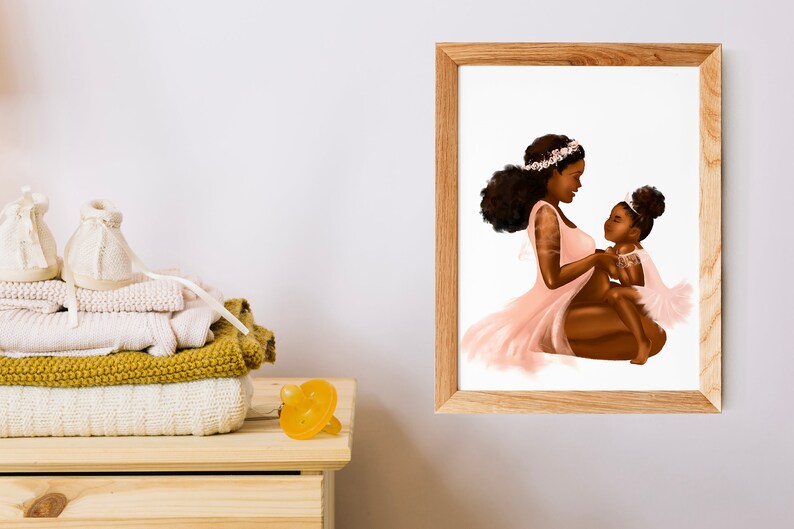 Motherhood Art African American Art Mother and Baby Girl Art | Etsy