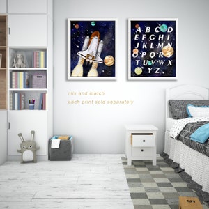 Set of 3 Watercolor Space Prints, Solar System Wall Art, Astronaut ...
