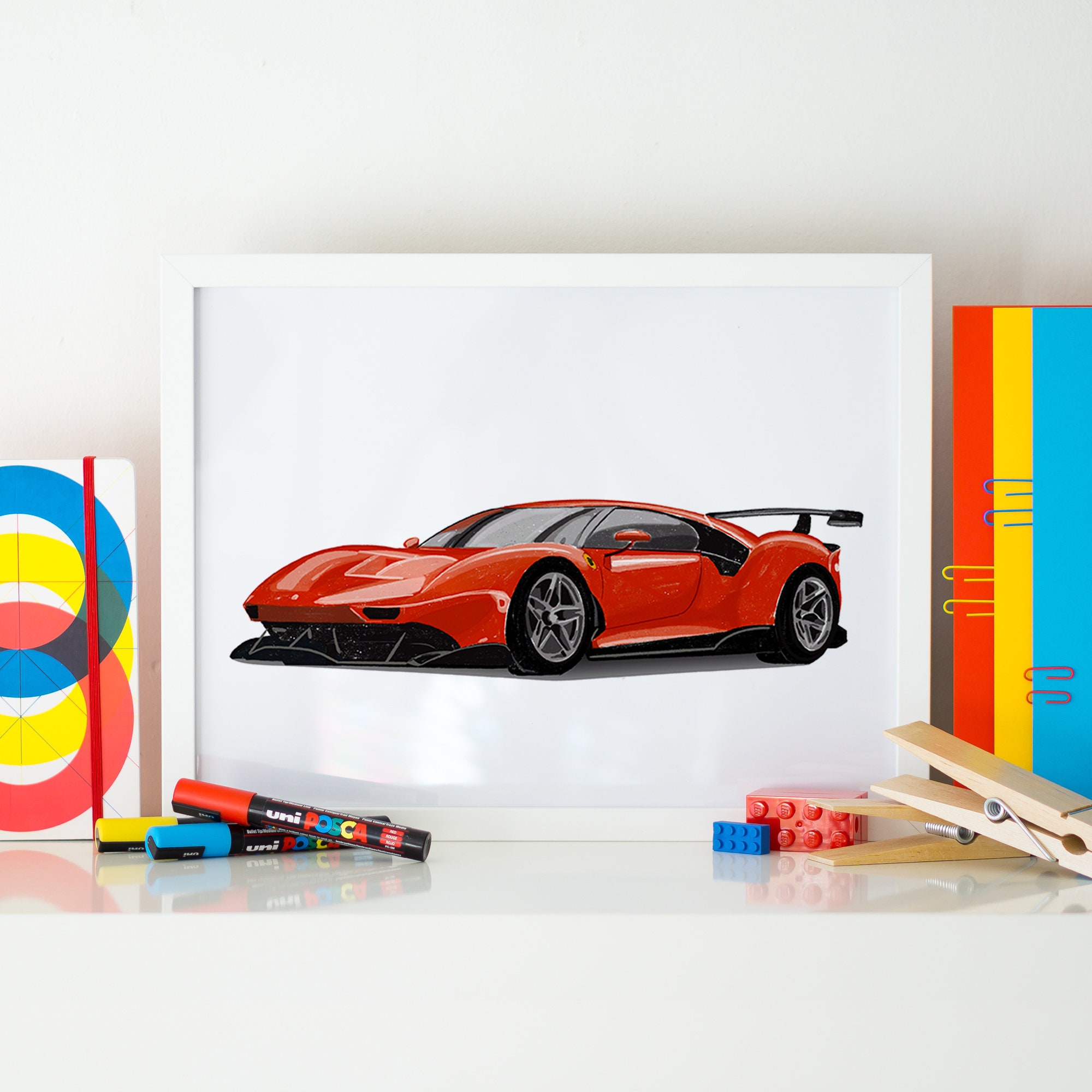 Race Car Wall Art Boys Nursery Wall Decor Red Race Car Etsy