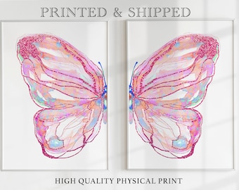 Watercolor Butterfly Print Set: Pink Nursery Wall Art