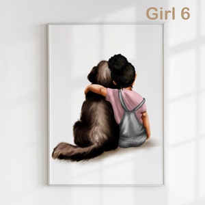 Girl and Dog Wall Art Nursery, Black Labrador Retriever Nursery Print, Toddler Decor Girl, Puppy Nursery Print, Personalized Name, DIGITAL