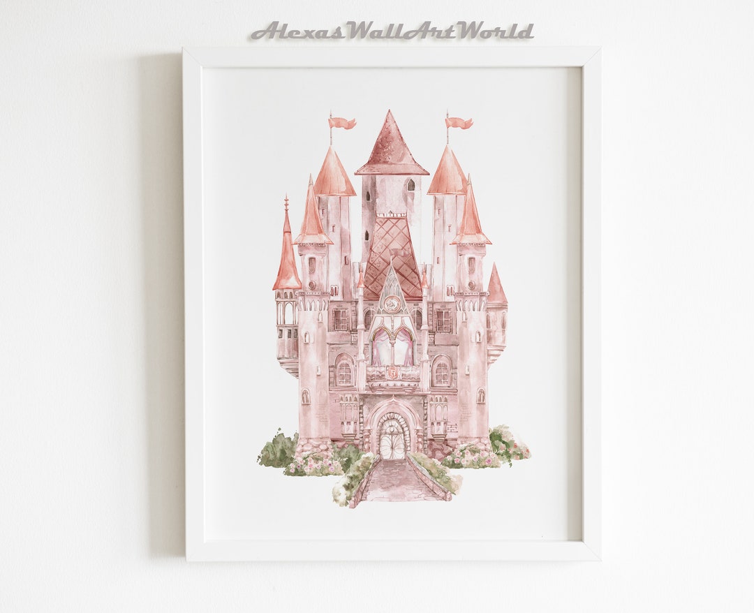Princess Castle Wall Art, Personalized Name Toddler Girl Bedroom, Magic