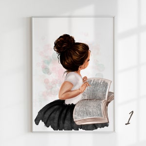 Girl Reading Book Print, Reading Nook Decor, Personalized Name Nursery Decor, Reading Corner Wall Art, Toddler Nursery, High Quality Print