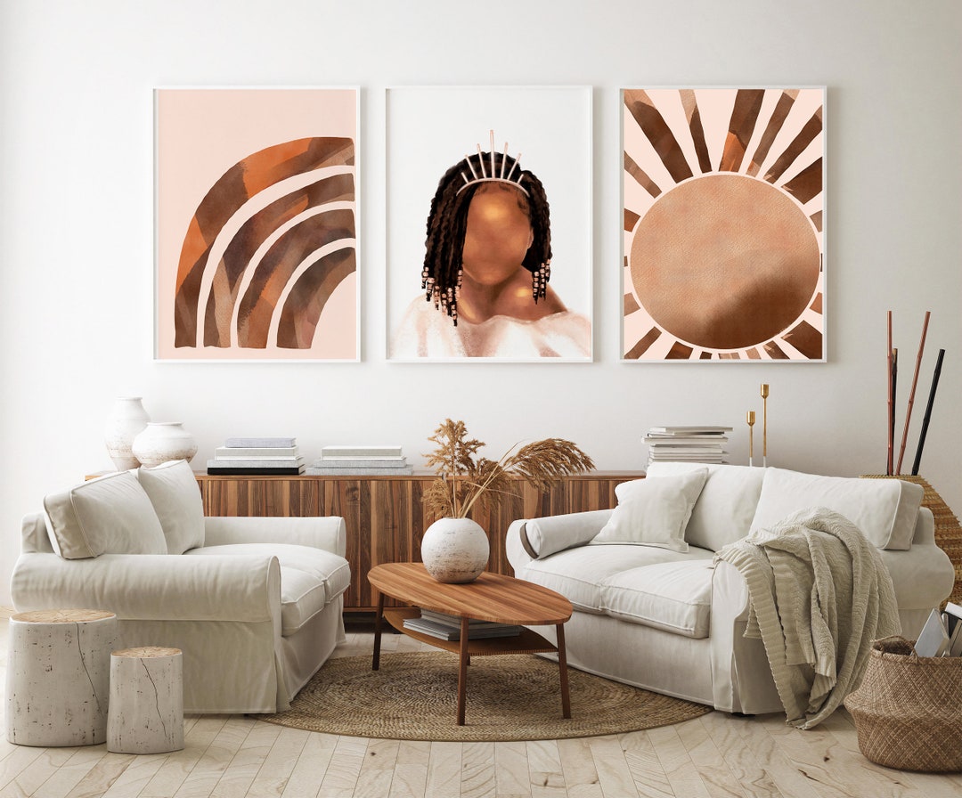 Set of 3 Black Girl Room Prints, African American Little Princess, Boho ...