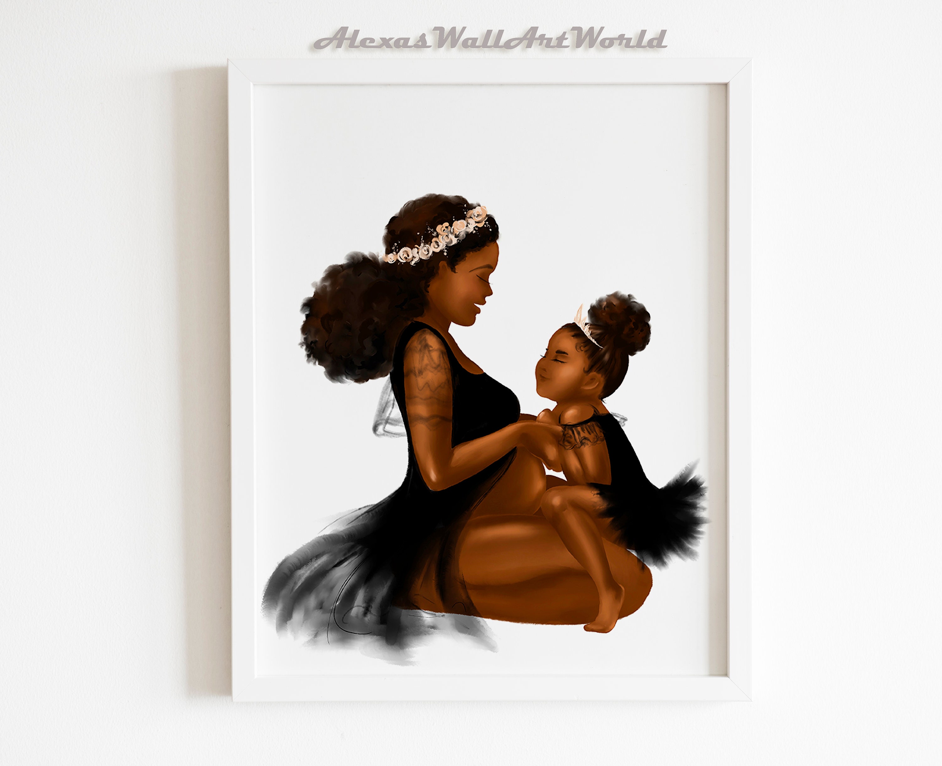 Motherhood Wall Art Print Black Woman With Baby Girl Print - Etsy