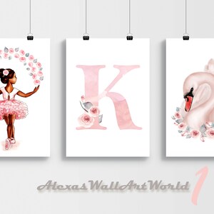 Ballerina Wall Art Print, Set of 3 Prints, Ballerina Wall Art Decor, Custom Name Ballerina Prints Set of 3, Girls Bedroom Prints, DIGITAL