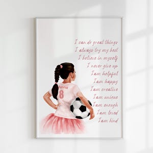 Stampa murale personalizzata con calciatore, decorazione murale sportiva per cameretta dei bambini, idea regalo con calciatore, stampa personalizzata con nome per bambina, alta qualità
