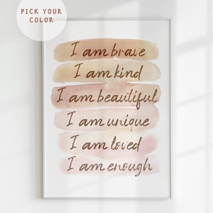 Poster da parete con affermazioni positive quotidiane, affermazione per la camera da letto delle bambine, camera da letto dei più piccoli, carta opaca di alta qualità, stampa fisica di alta qualità.
