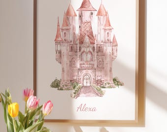 Princess Castle Nursery Poster For Girl's Bedroom Whimsical Wall Art Princess Gift Digital Download