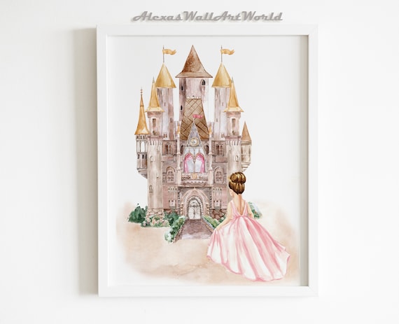 Princess Poster, Personalized Princess Castle Wall Art, Girl Bedroom Decor (Digital File)