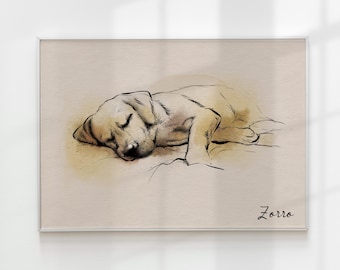 Labrador Vintage Print, Sleeping Retriever Art, Farmhouse Poster, Dog Lover Gift, Museum-quality Matte Paper