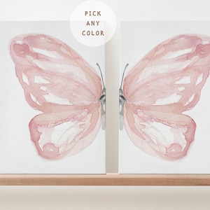 Butterfly Wall Art Set of 2 Canvas Prints, Watercolor Split Wings, Butterfly Canvas Wall Art, Girl Nursery Decor, Canvas  Butterfly Ornament