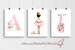 Set of 3 Prints, Ballerina Wall Art Decor, Custom Name Ballerina Prints Set of 3, Blush Pink Ballerina Nursery Decor, Flowers and Slippers 