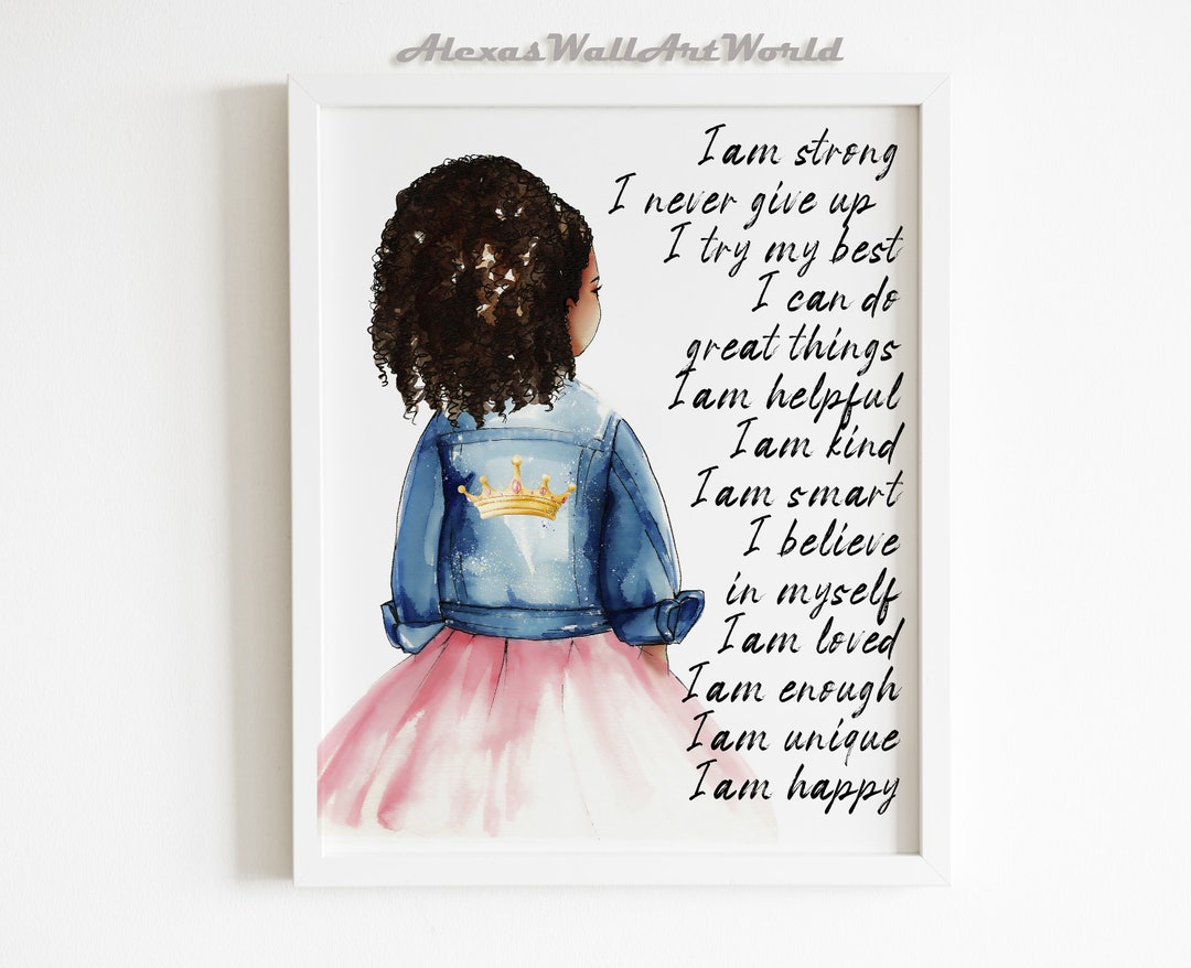 Personalized Name Positive Affirmations Printable, Black Girl Magic