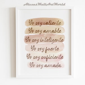 Spanish Positive Affirmations Wall Art, Spanish Affirmation Print, Boho Nursery Decor, Inspirational  DIGITAL Poster, Motivational Quote