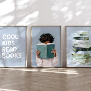 Black Boy Reading Print, African American Child, Cool Kids Read Books, Book Stack (DIGITAL)