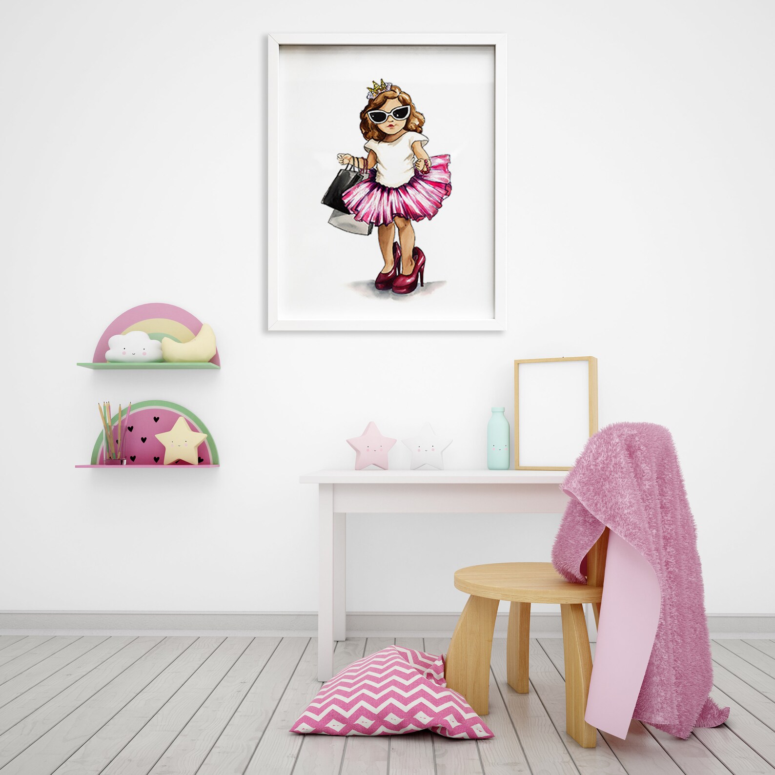 Girls Room Wall Art Print, Girl Fashion Princess Poster, Children Room Art, Inspiring Toddler