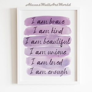 Positive Affirmations Wall Art, Girls Bedroom Affirmation Printable, Children Empowerment, Toddler Girl Bedroom Decor, Inspirational Poster