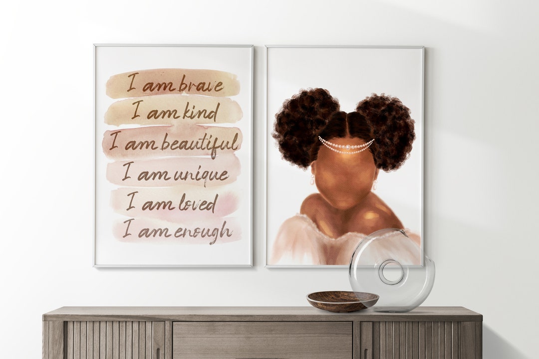 Set of 2 Prints Positive Affirmations Wall Art Melanin Queen - Etsy