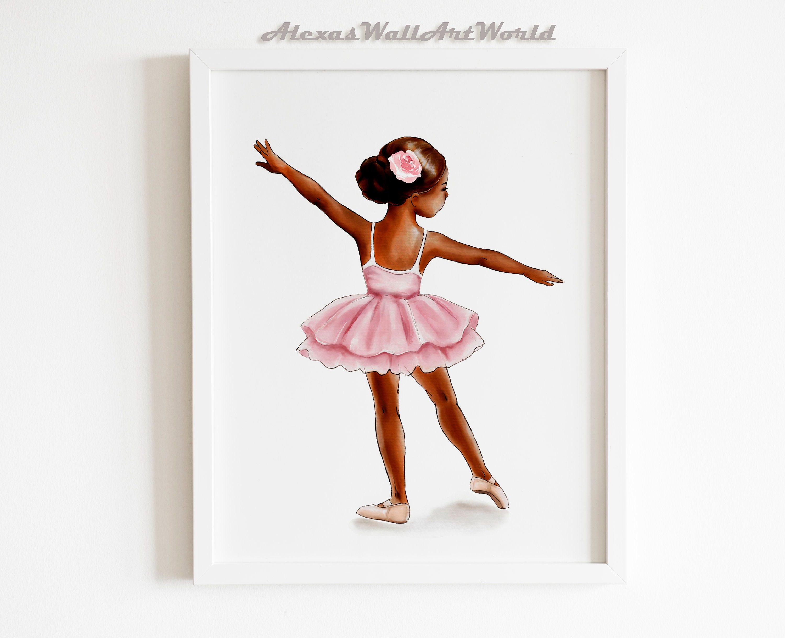 African American Ballerina Art Ballerina With Rose Print Etsy 日本
