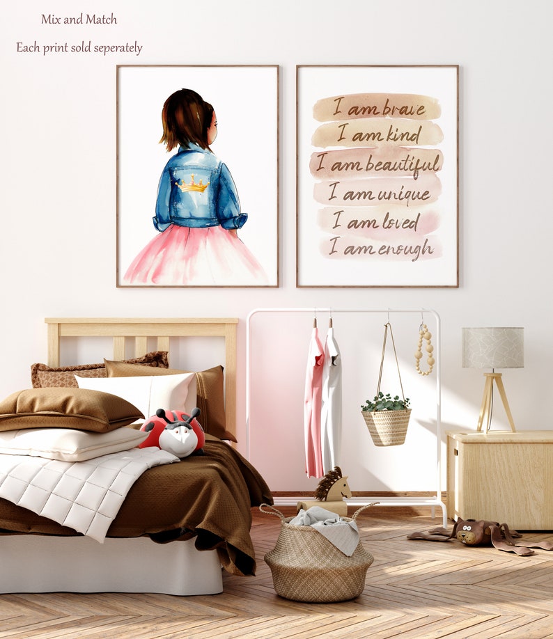 Dark Skin Young Queen Wall Art Printable Black Girl Magic Toddler Girl Bedroom Wall Art African American Princess Girl Art