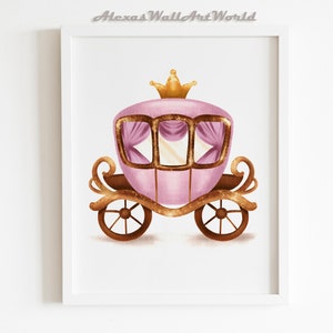Prinses Kwekerij Decor, Prinses Koets Kunst aan de Muur, Kleine Prinses Slaapkamer Poster Afdrukbaar, Prinses Thema Meisje Slaapkamer Wall Art, DIGITAAL