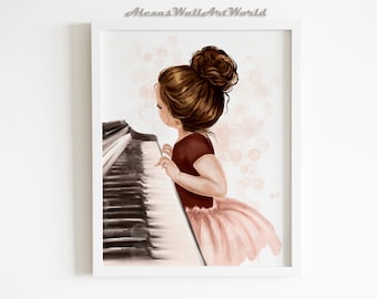 PRETTY YOUNG GIRLS play Piano SYMPHONY Interior New Unposted Postcard 