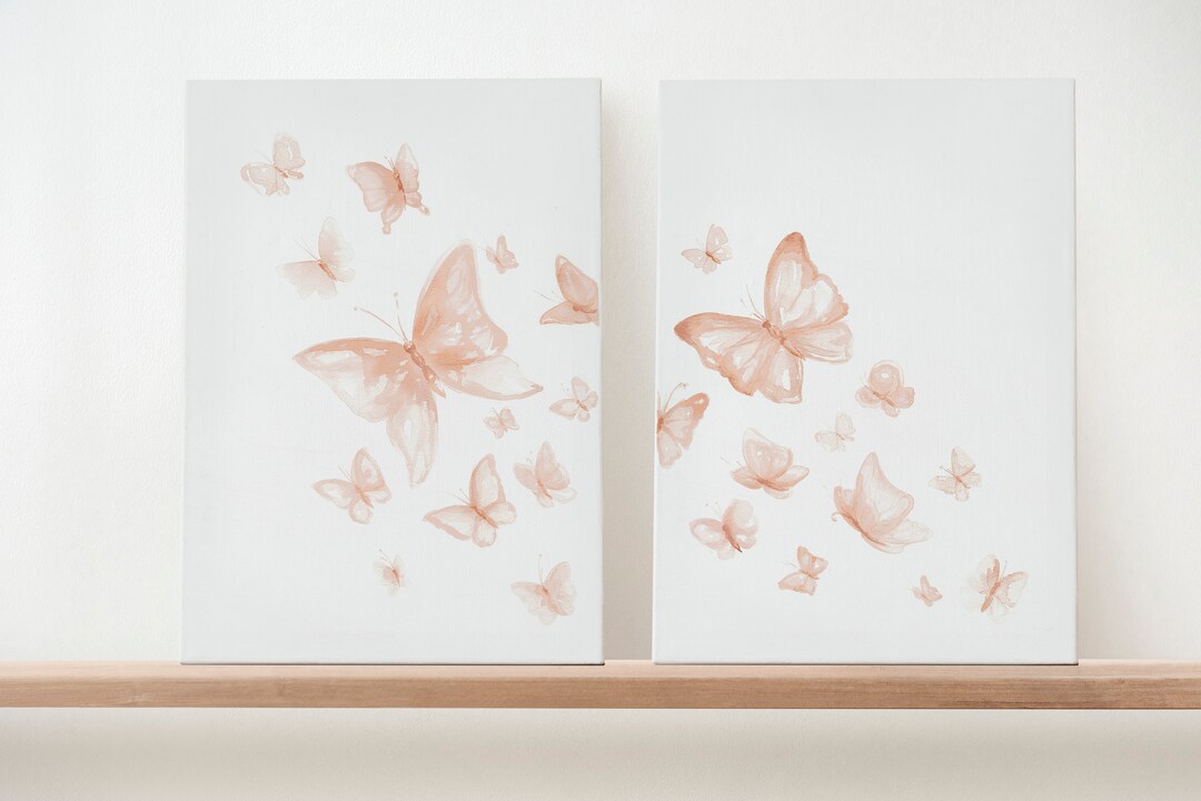 Watercolor Butterfly Wall Art Set of 2 Prints, Nursery Decor Girl ...