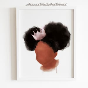 Personalized Princess Printable Wall Art, African American Toddler Girl Bedroom Decor, Young Queen Print, Princess Themed Nursery Decor