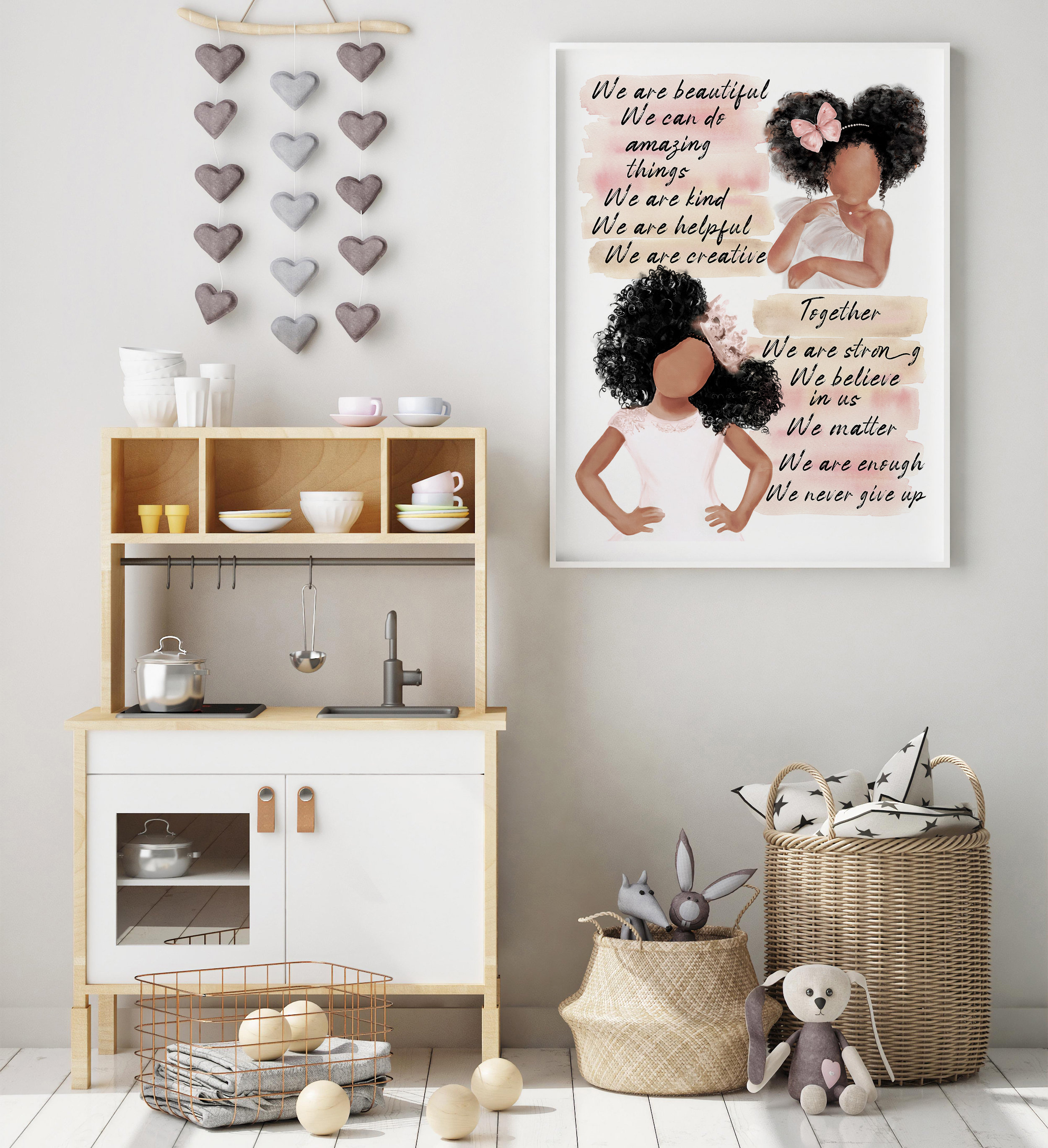 African American Sisters Positive Affirmations Wall Art Black - Etsy