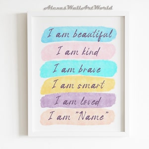 Personalized Name Rainbow Affirmations Print, Colorful Bedroom Decor (Digital Download)