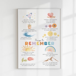 Things to Remember, Therapy Nursery Decor, Positive Affirmations, Anxiety Relief, Calming Corner, School Psychology, CBT, Office Decor