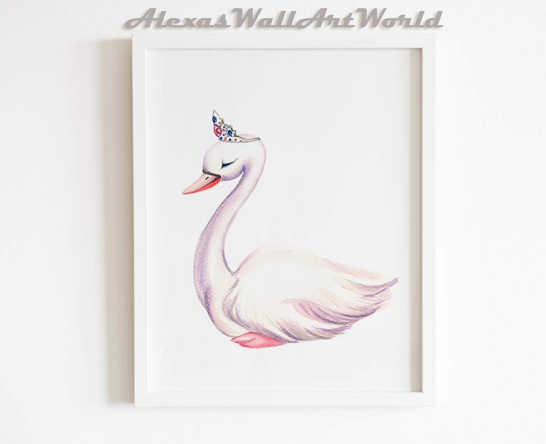 Swan Nursery Decor, Wall Art for Girls Bedroom, Swan Princess Nursery ...