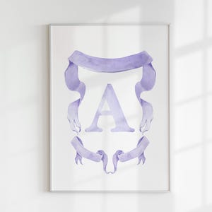 Arte de pared para guardería con monograma de acuarela personalizado, decoración de guardería con monograma, arte de pared para guardería personalizado, póster con letrero con nombre, impresión de letras