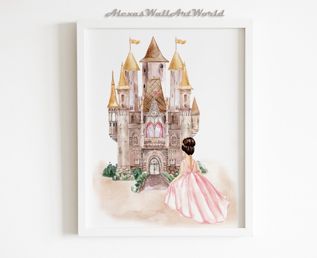 Princess Castle Wall Art, Personalized Name Princess Girl Bedroom