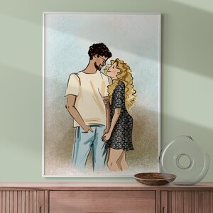 Ritratto di coppia personalizzato dipinto a mano con simpatici cartoni animati, caricatura di coppia, regalo di famiglia personalizzato/anniversario/matrimonio, saldi del Ringraziamento