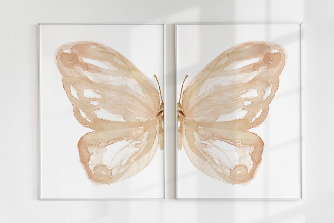 Watercolor Butterfly Wall Art Set of 2 Prints, Nursery Decor Girl ...